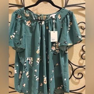 Lauren Conrad Floral Green Women's Top